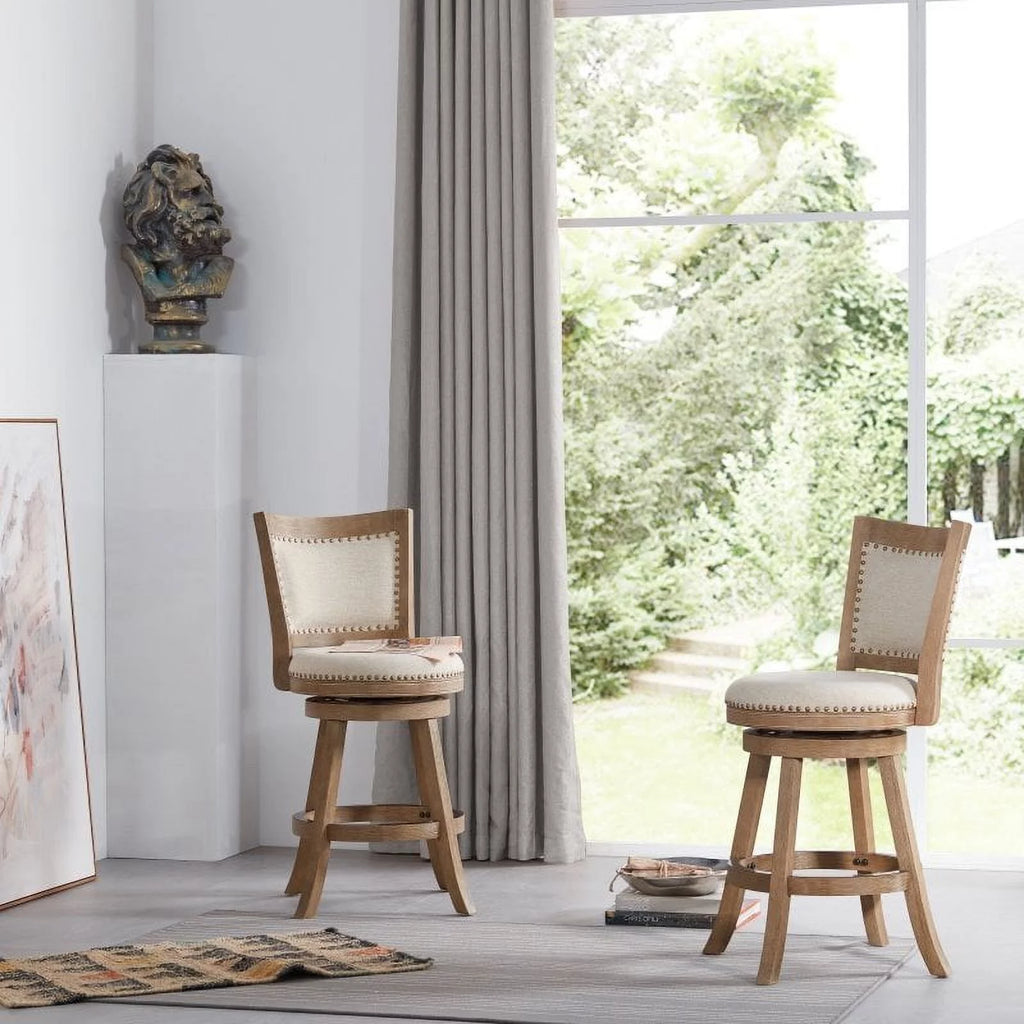 24" Wood Fabric Swivel Stool D67579
