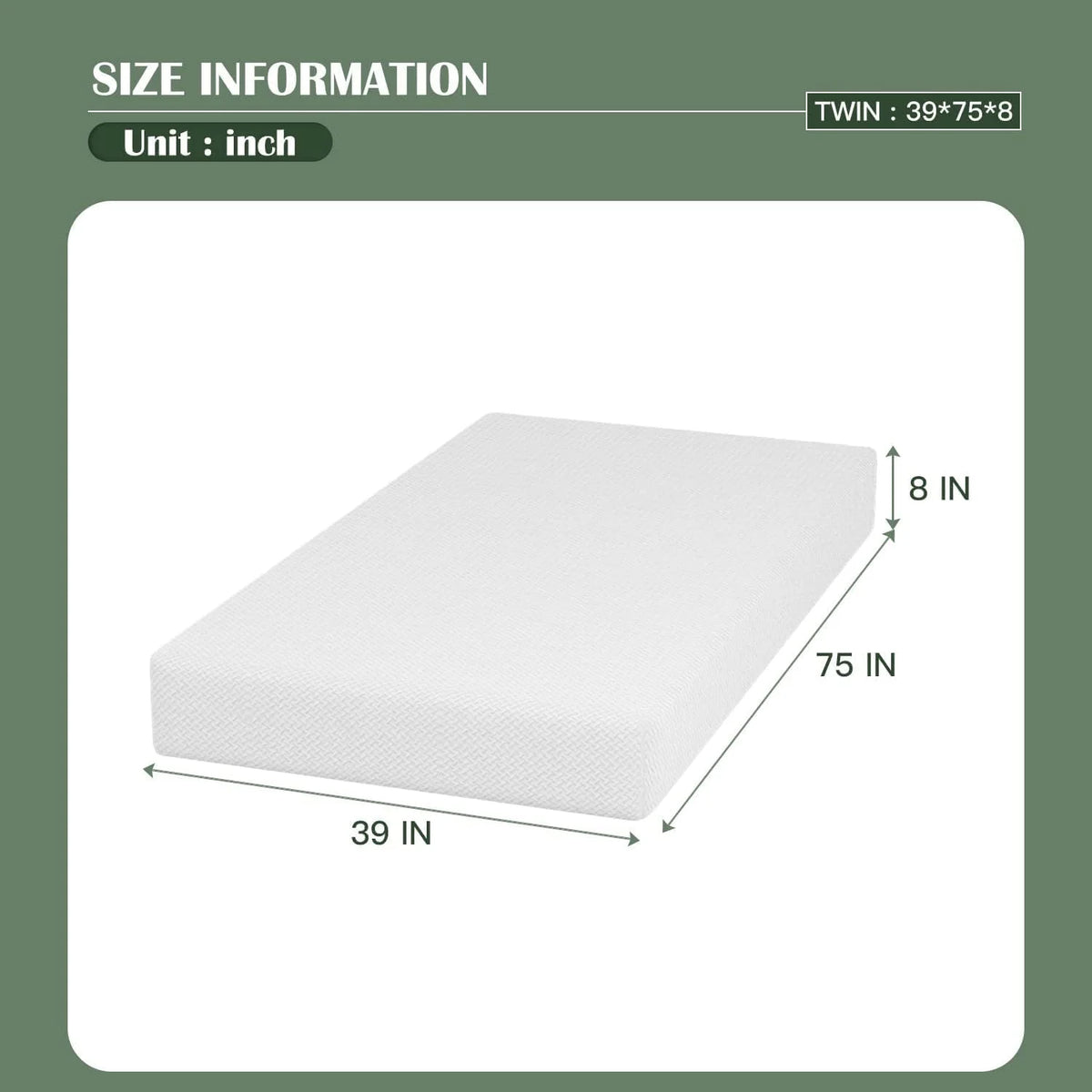 Twin Size Medium Firm Foam Mattress L734