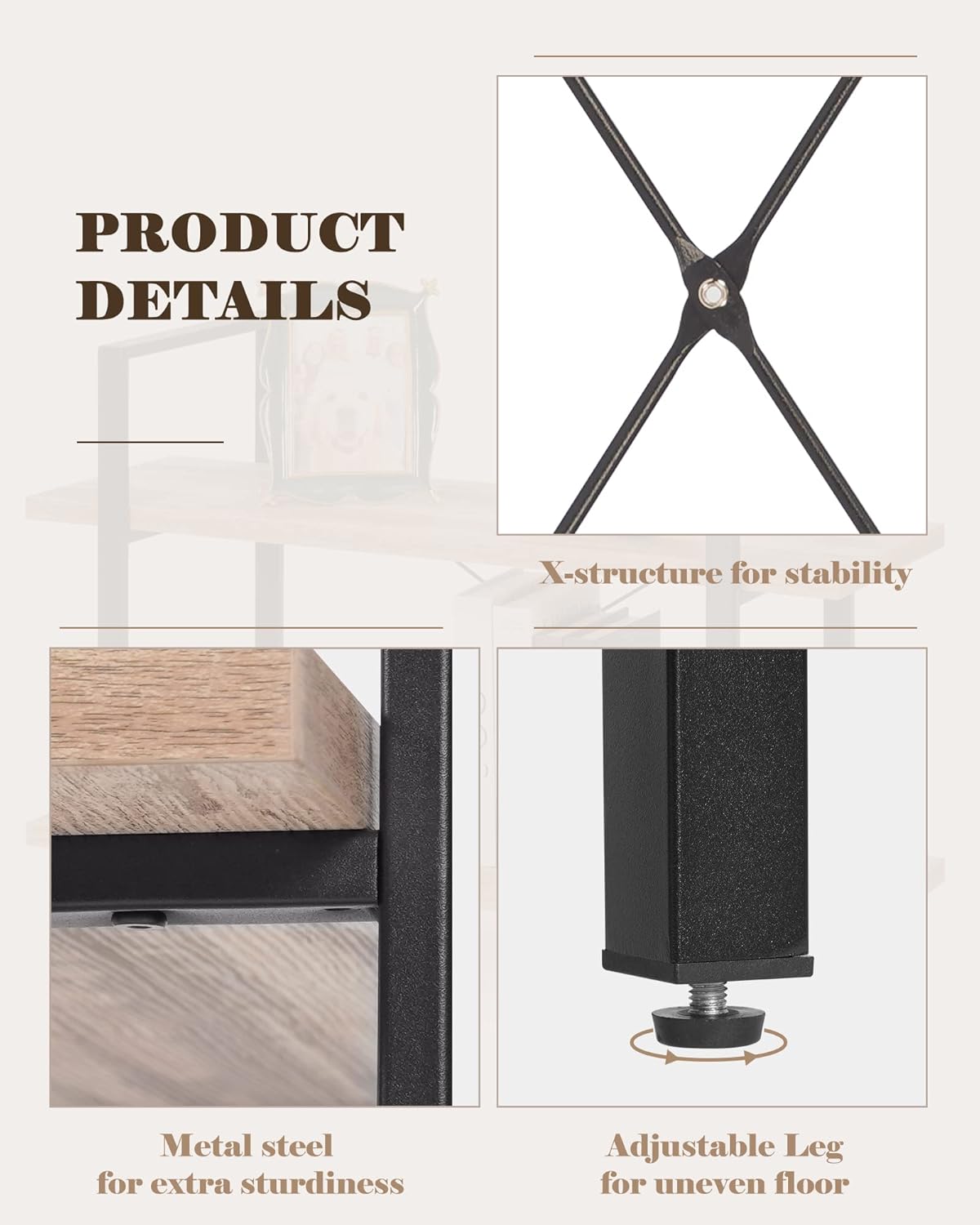 Industrial 2-Tier Wood and Metal Bookcase S9555