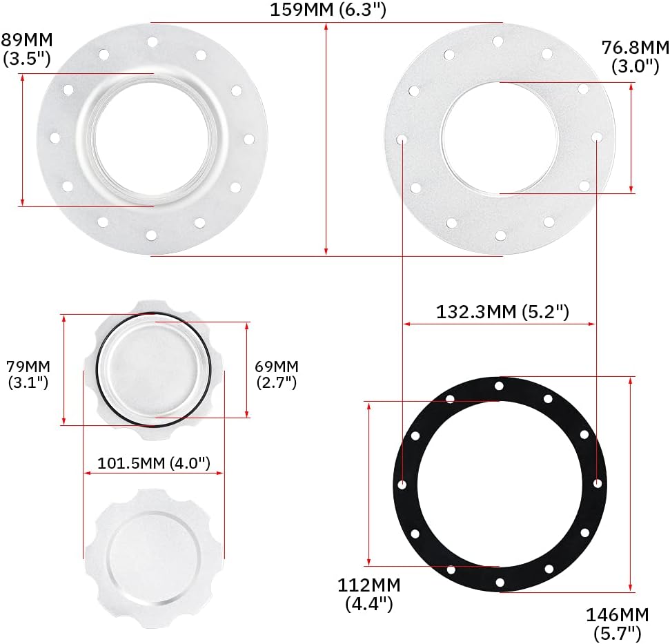 Billet Aluminum Fuel Cell Gas Cap with 12 Hole Cell Bung and Gasket Pack of 2 K52746