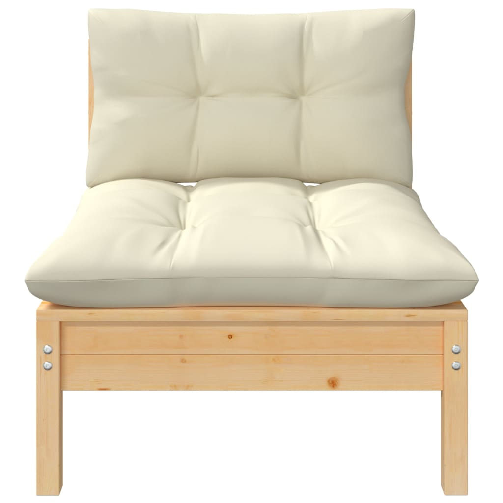 Solid Pinewood Patio Sofa with Cushions A2544