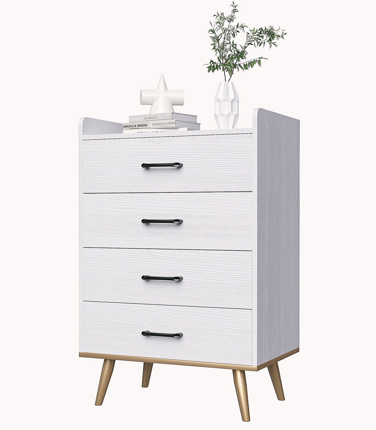 White 4 Drawer Wood Dresser H7712