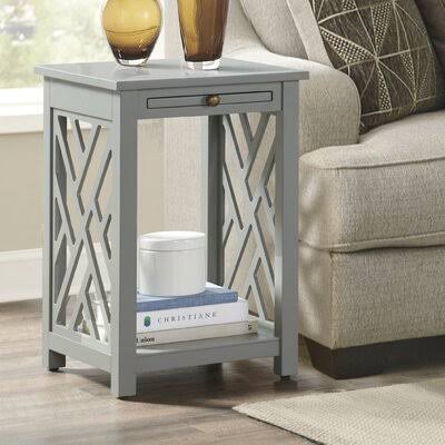 Gray End Table with Storage M9247