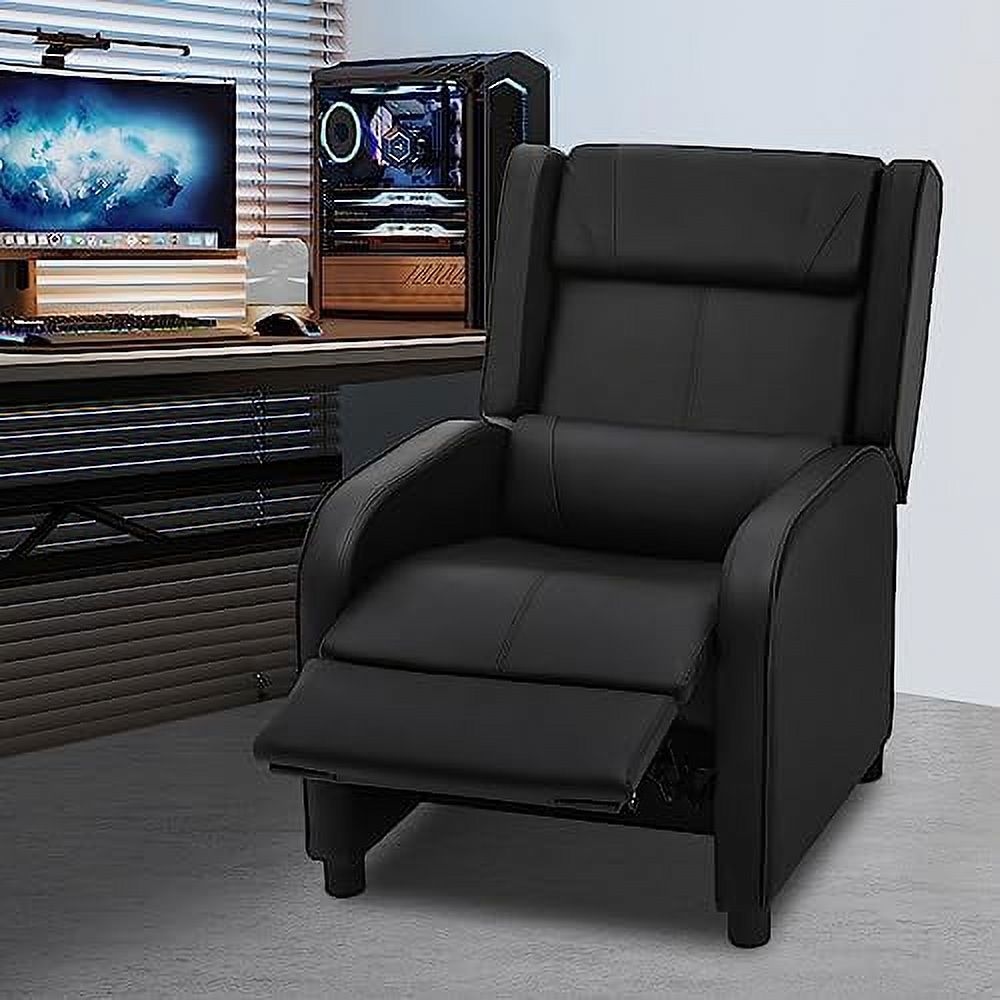 Black PU Leather Gaming Recliner Chair with Adjustable Back and Footrest S50272