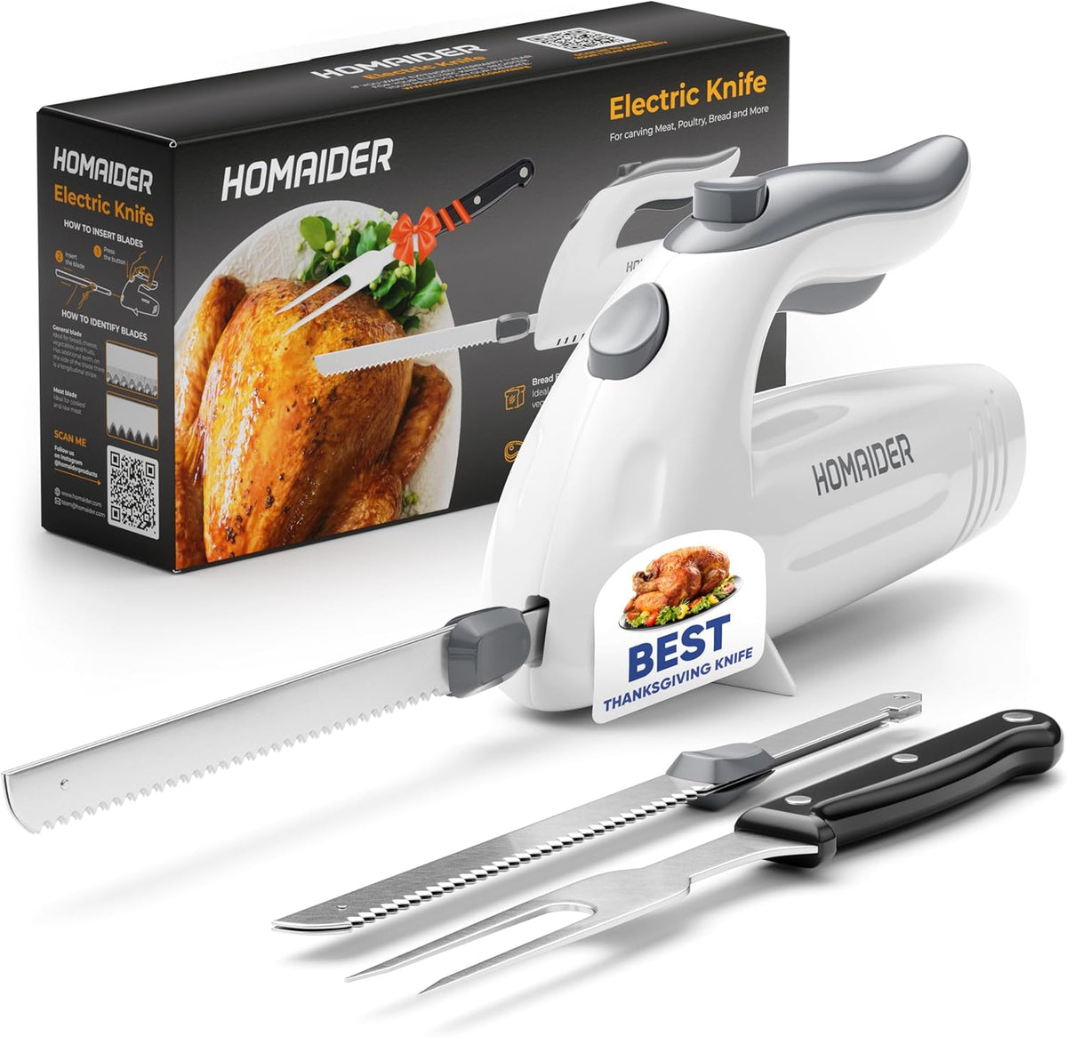 Electric Knife with Serving Fork and Carving Blades Q59681