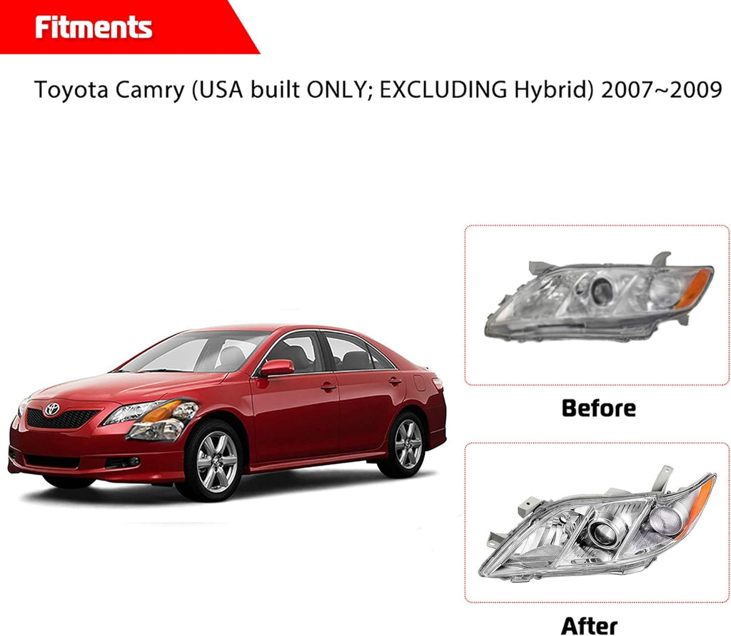Headlights Assembly with Chrome Housing Amber Reflector Clear Lens J7697