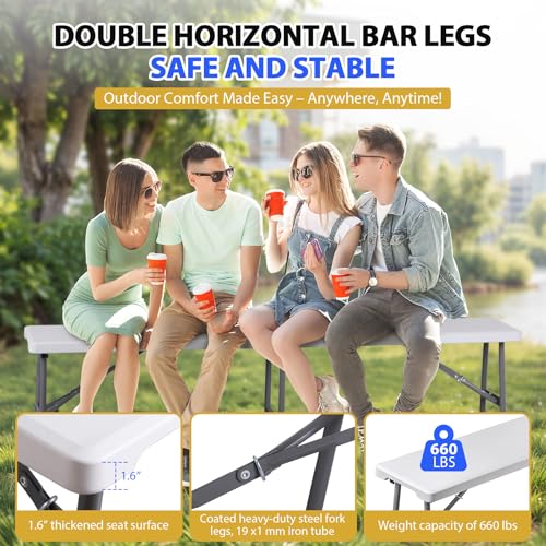 White 6ft Plastic Folding Bench H4454