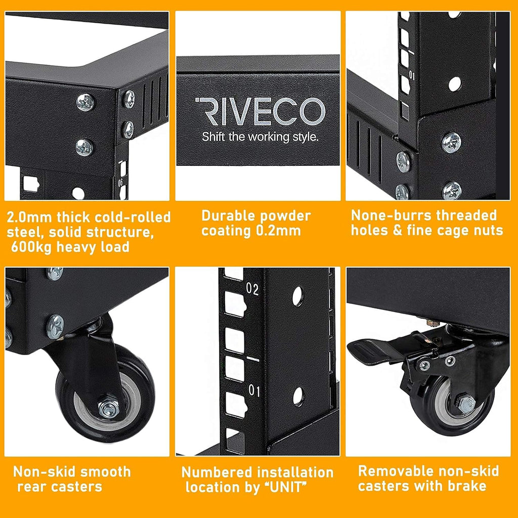 9U Open Frame Server Rack with Casters Y42103