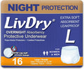 Large Incontinence Underwear, Overnight, 16-Pack U756