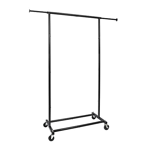 Black Rolling Clothing Garment Rack with Lockable Wheels H51512