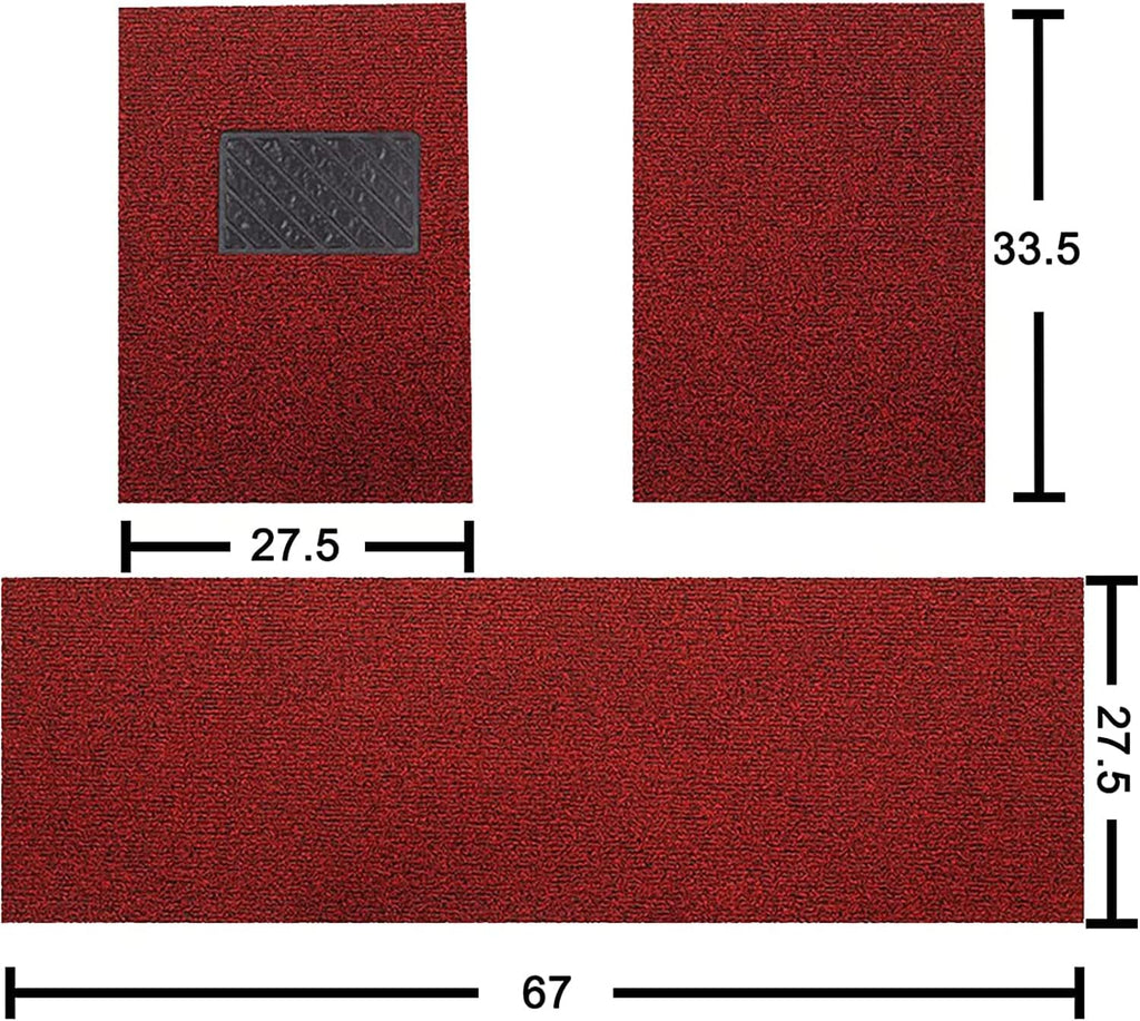 Black Red 3 Piece Rubber Car Floor Mats Q27242
