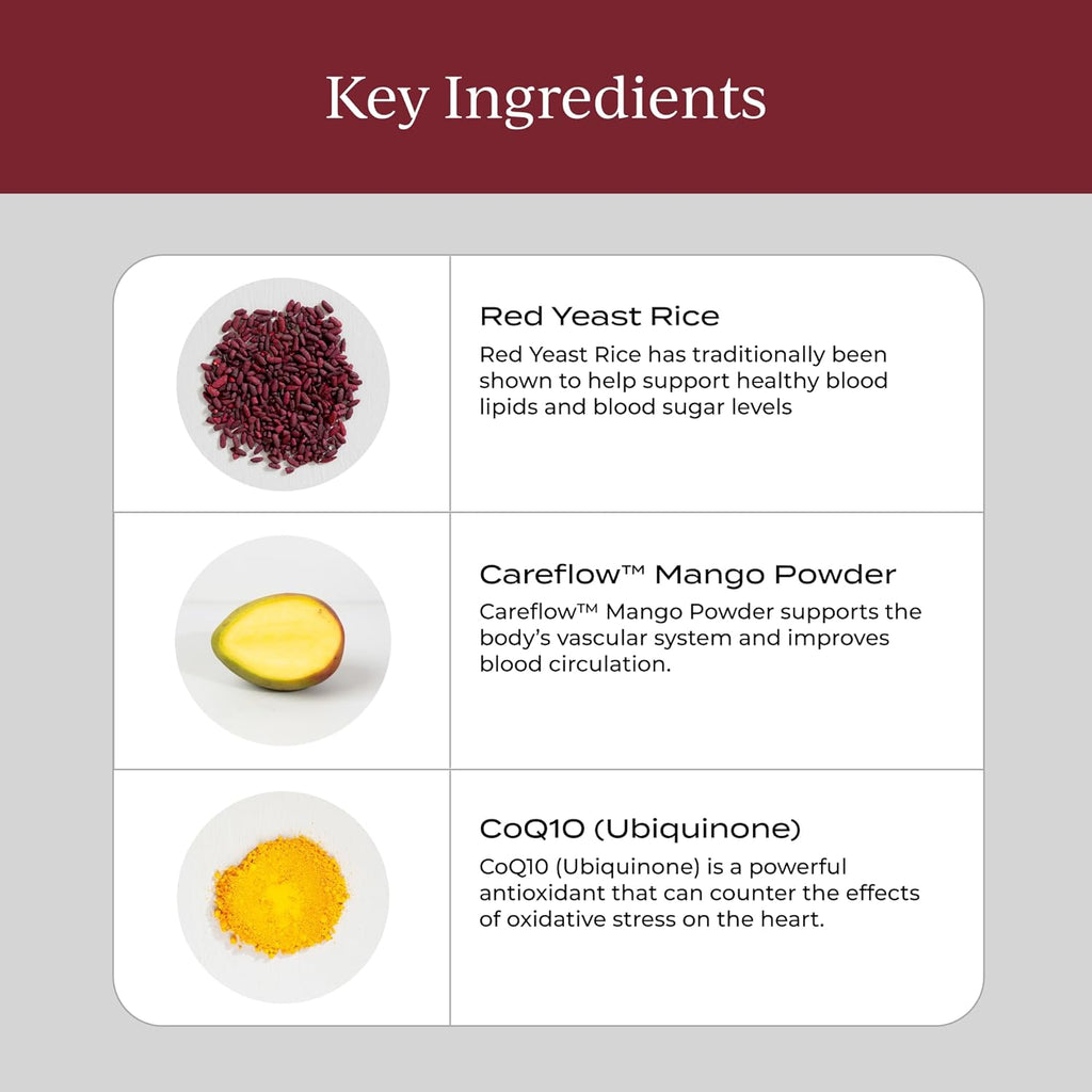 Heart Health Supplement with CoQ10, Red Yeast Rice & Inositol, 30 Pack G3850