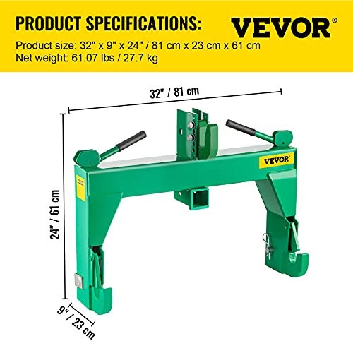 3-Point Quick Hitch, 3000 LBS Lifting Capacity, 28.31" Between Lower Arms, Green N25519