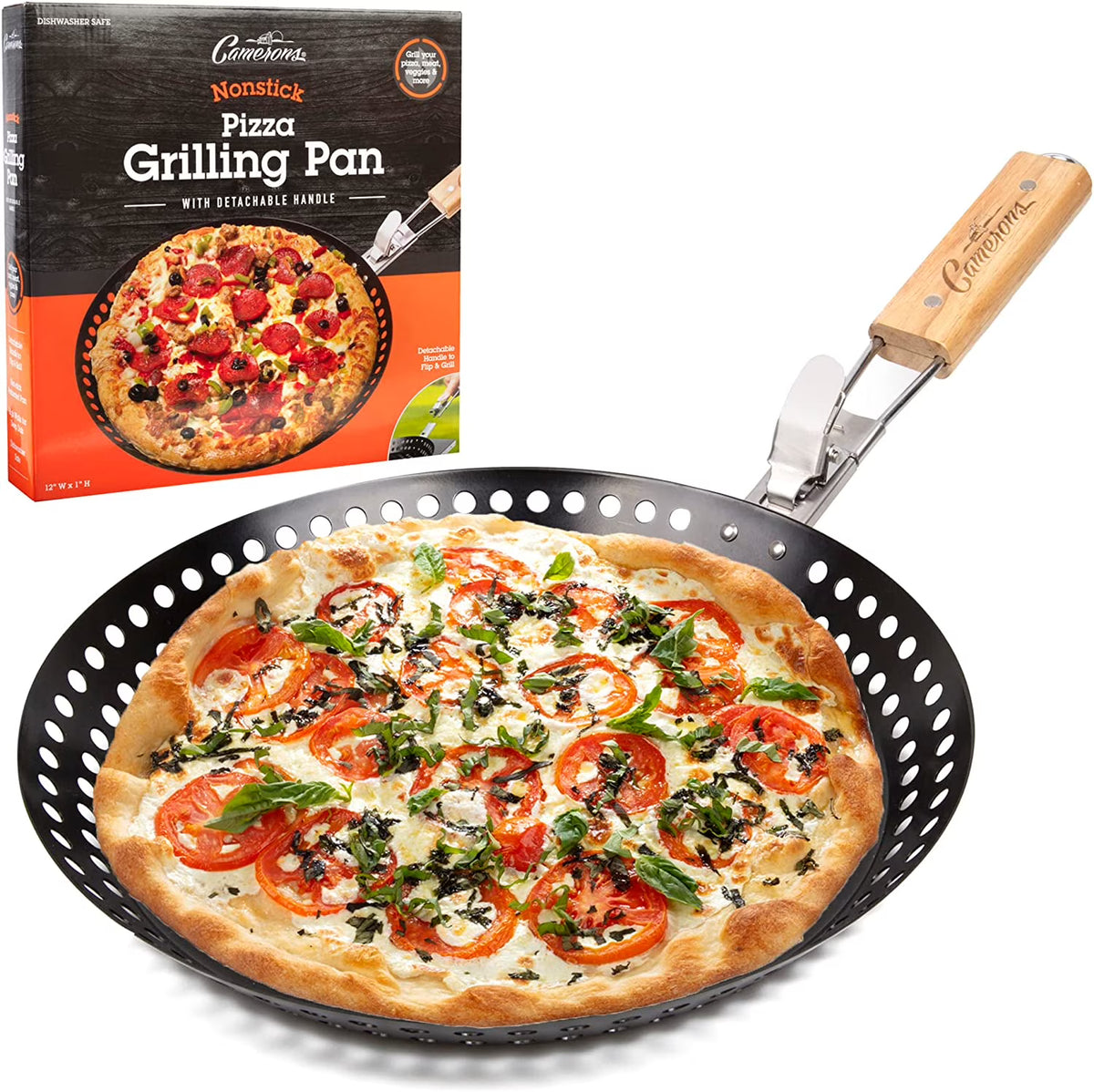 Perforated Non-stick Pizza Grill Pan with Removable Handle R16134