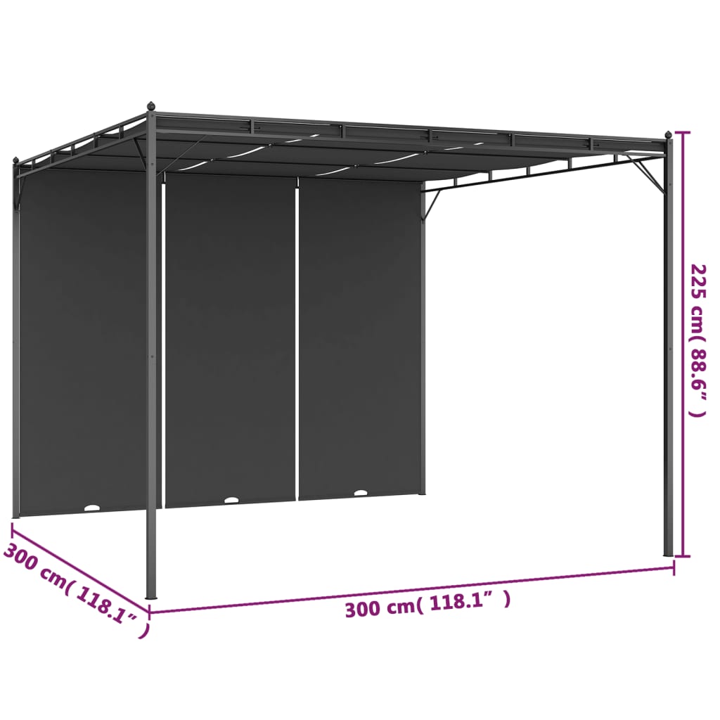 Garden Gazebo with Side Curtain 118.1"x118.1"x88.6" Anthracite M7863