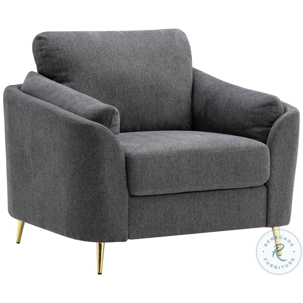 Dark Gray Polyester Accent Chair with Gold Metal Legs M140