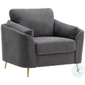Dark Gray Polyester Accent Chair with Gold Metal Legs M140