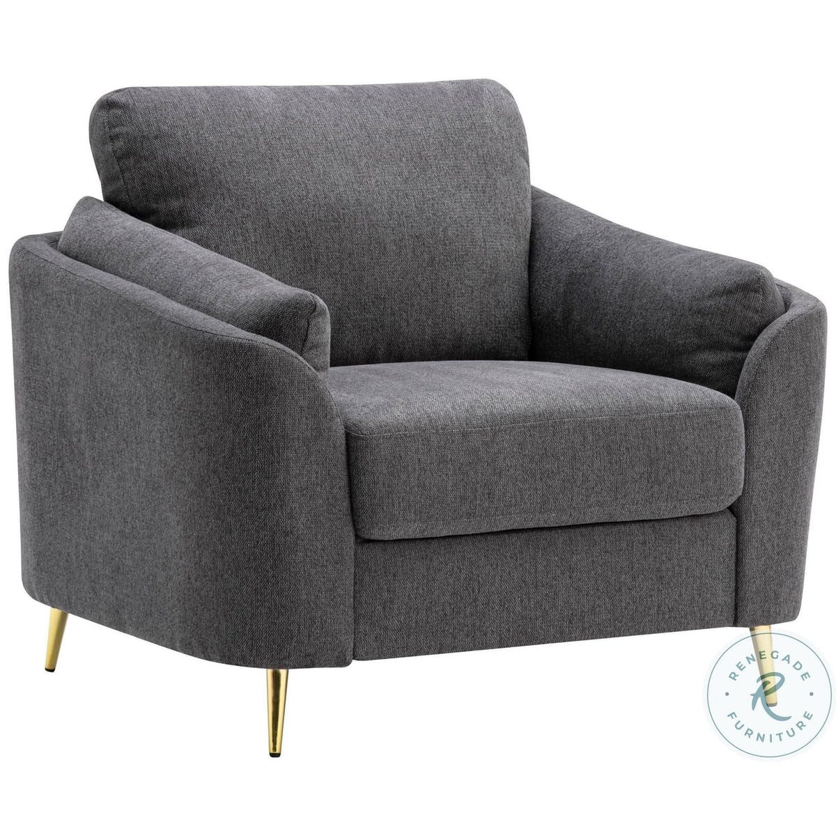 Dark Gray Polyester Accent Chair with Gold Metal Legs M140
