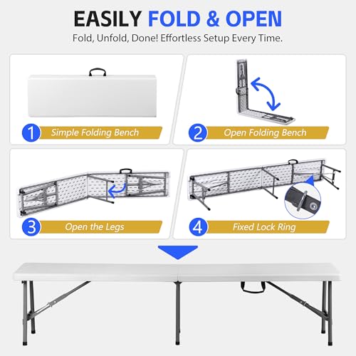White 6ft Plastic Folding Bench H4454