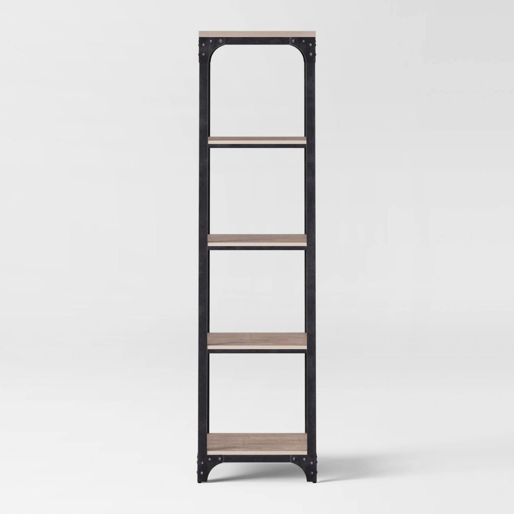 Gray 5 Shelf Narrow Bookcase F103