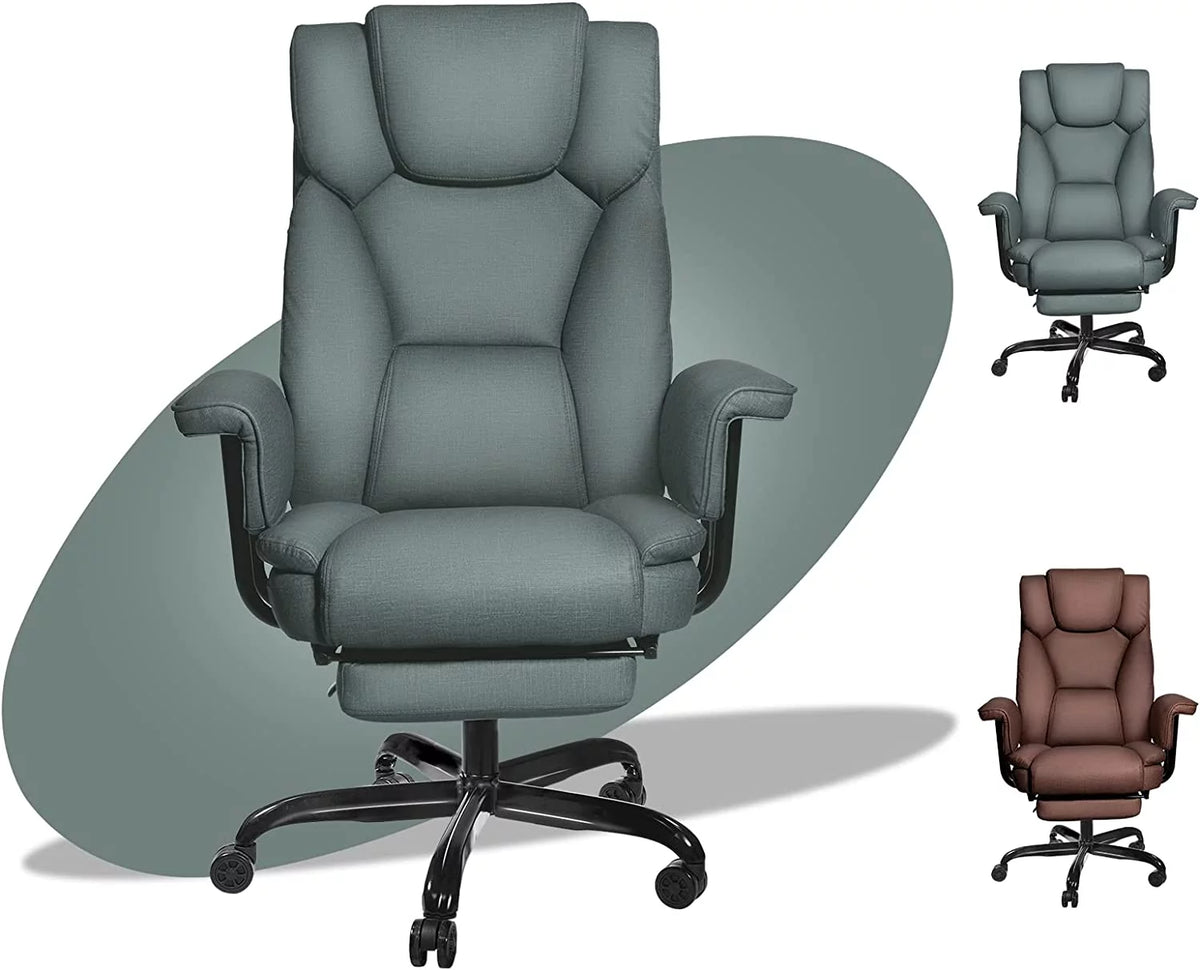 Gray High Back Leather Office Chair 400lb S65436