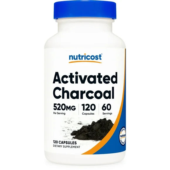 Activated Charcoal 520mg 120 Capsules Non-GMO Gluten Free Supplement G522