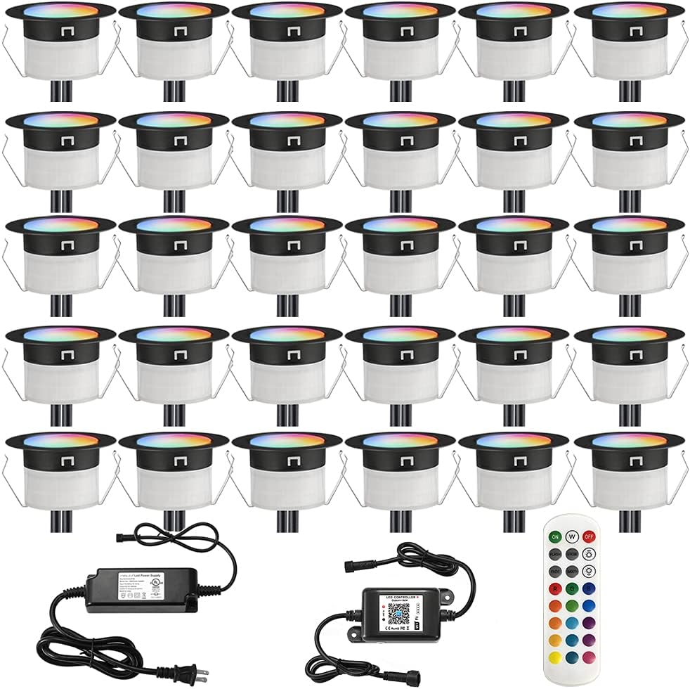 Black Stainless Steel Waterproof In-ground RGBW Deck Light, 30pcs M8234