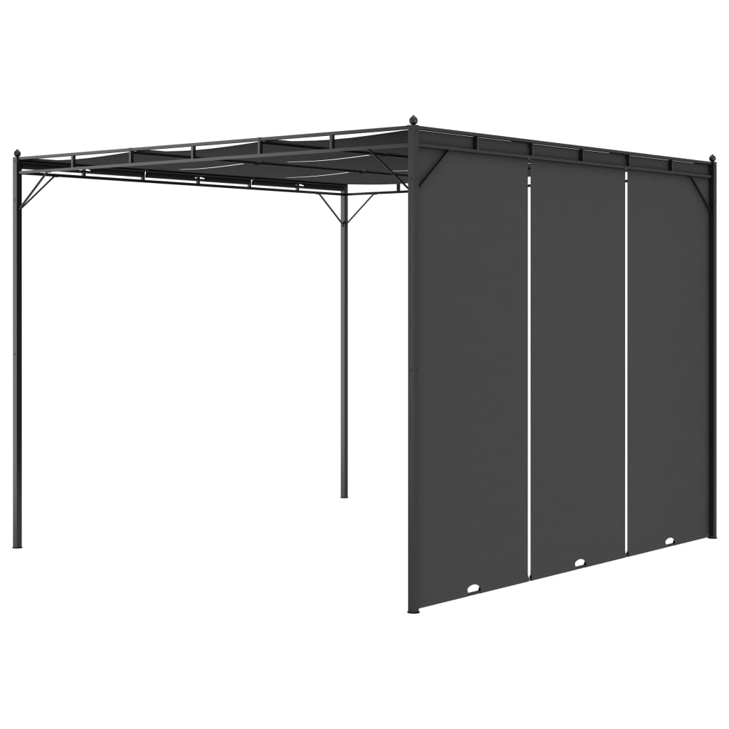 Garden Gazebo with Side Curtain 118.1"x118.1"x88.6" Anthracite M7863