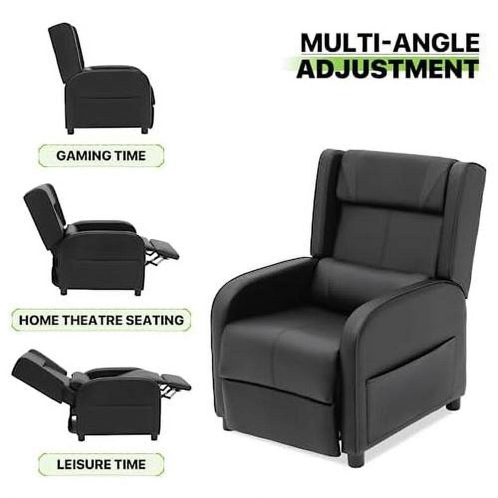 Black PU Leather Gaming Recliner Chair with Adjustable Back and Footrest S50272