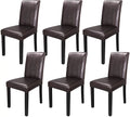 Brown PU Leather Dining Chairs, 6 Pieces K49779