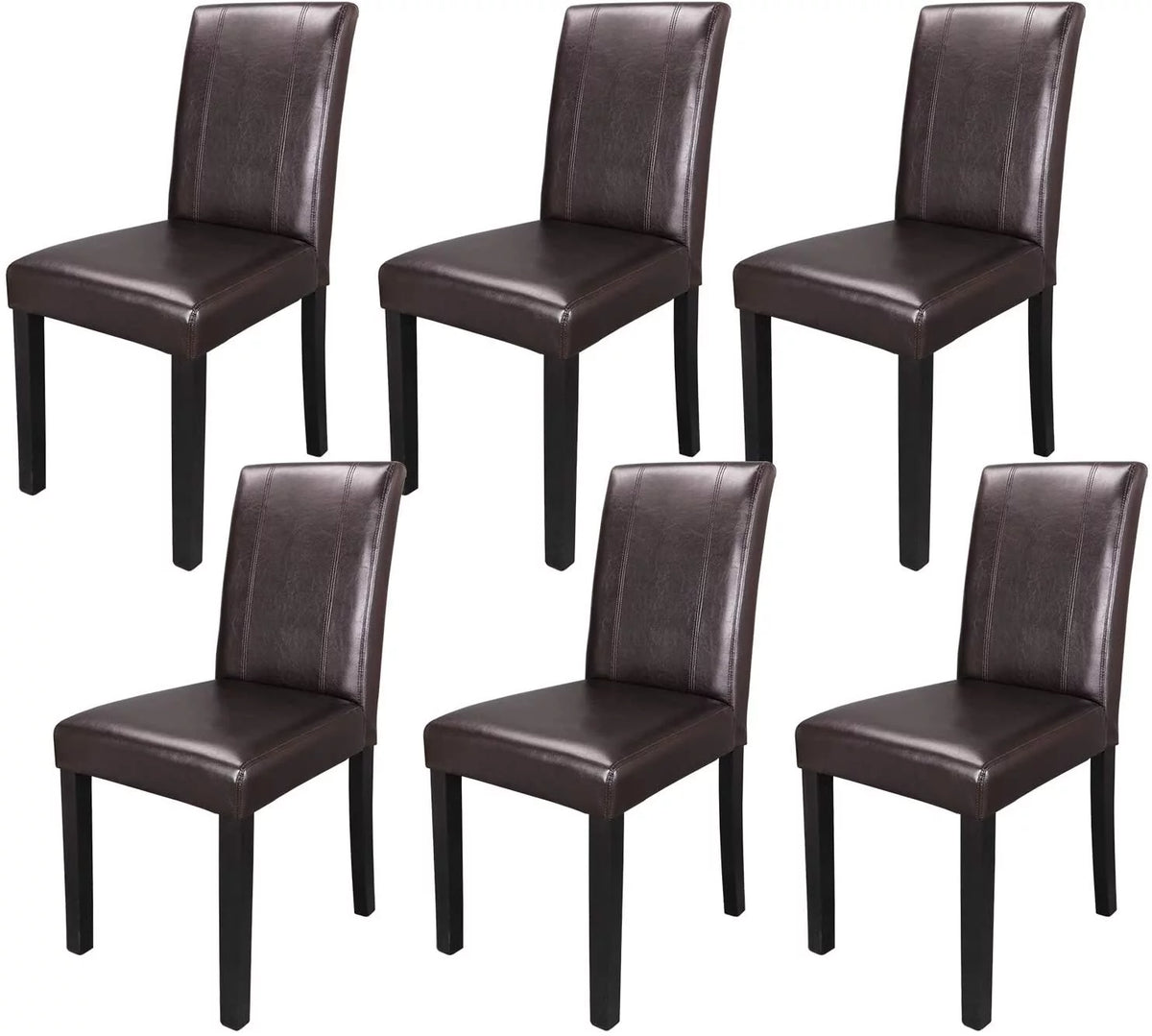 Brown PU Leather Dining Chairs, 6 Pieces K49779