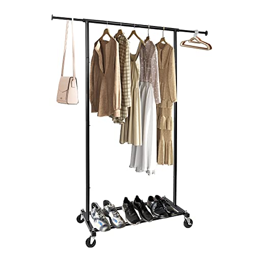 Black Rolling Clothing Garment Rack with Lockable Wheels H51512