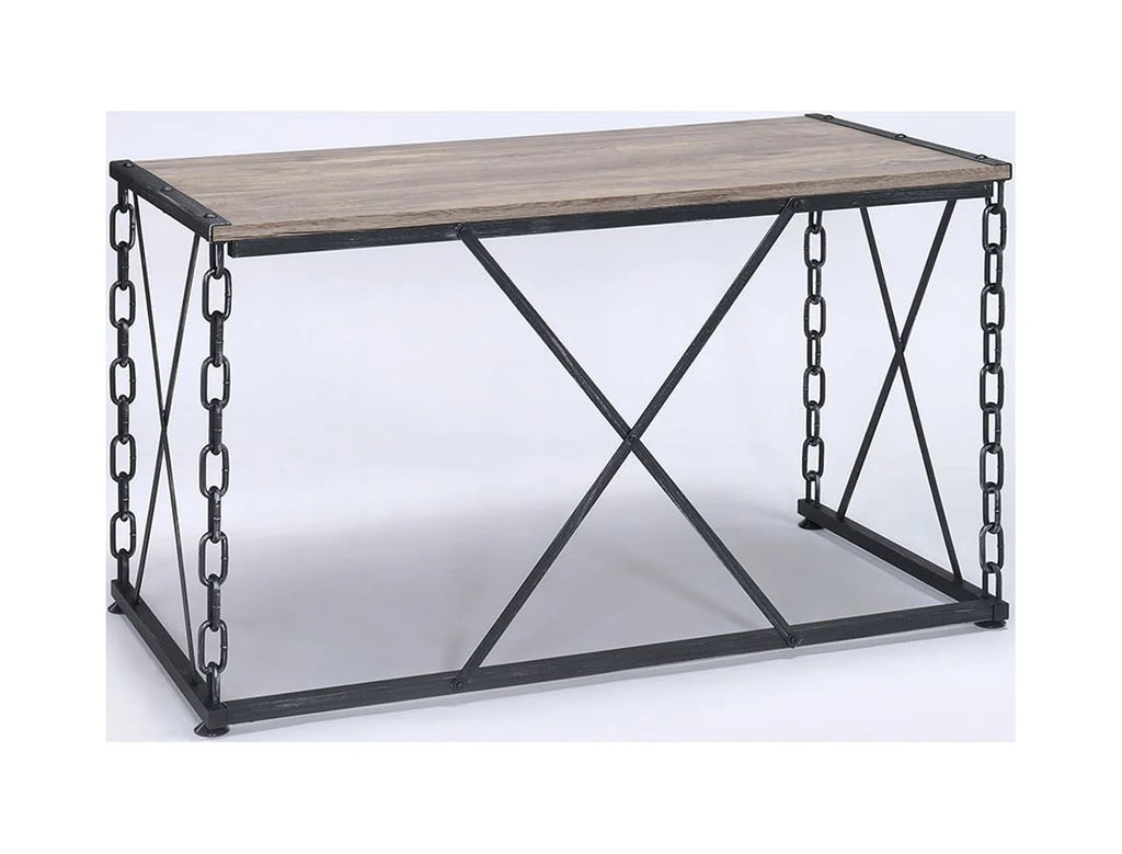 Rustic Oak Black Console Table J86615