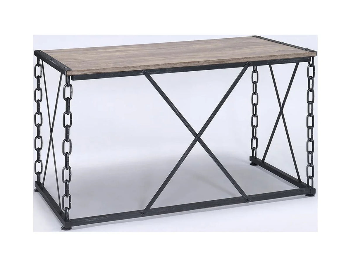 Rustic Oak Black Console Table J86615