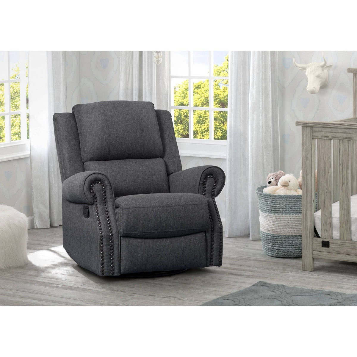 Charcoal Nursery Recliner Glider Swivel Chair O1239