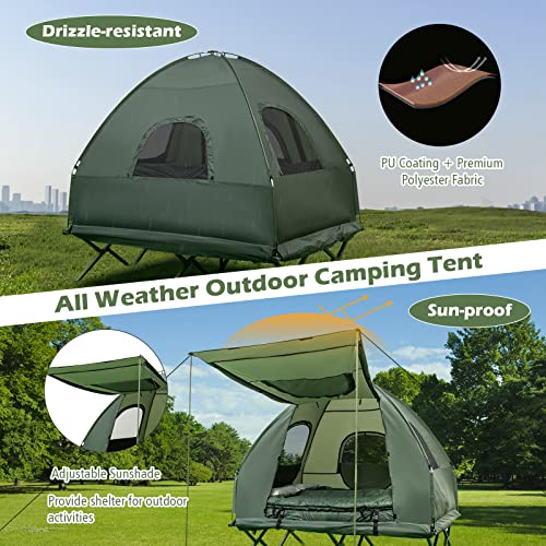 Tent Cot with Air Mattress, 2 Sleeping Bags, Carry Bag & Foot Pump J404421