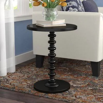 Black Pedestal End Table T6326