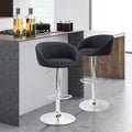 Light Grey Linen Fabric Swivel Bar Stools Set of 2 C67505