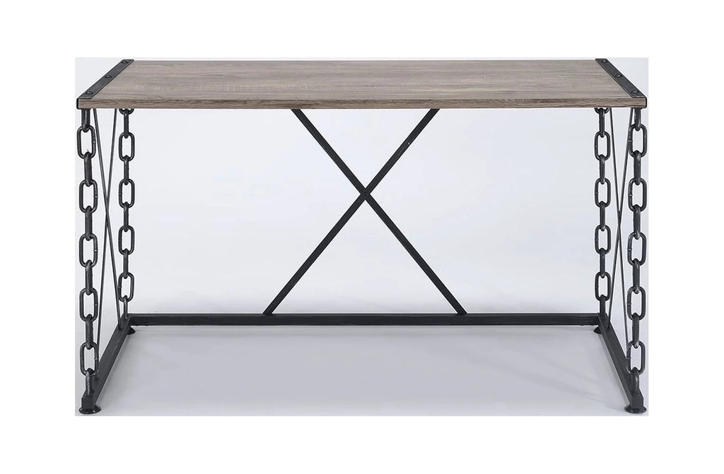 Rustic Oak Black Console Table J86615
