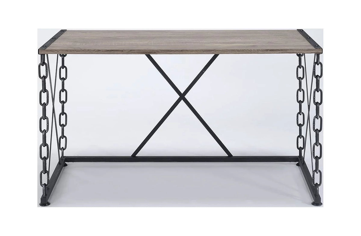 Rustic Oak Black Console Table J86615