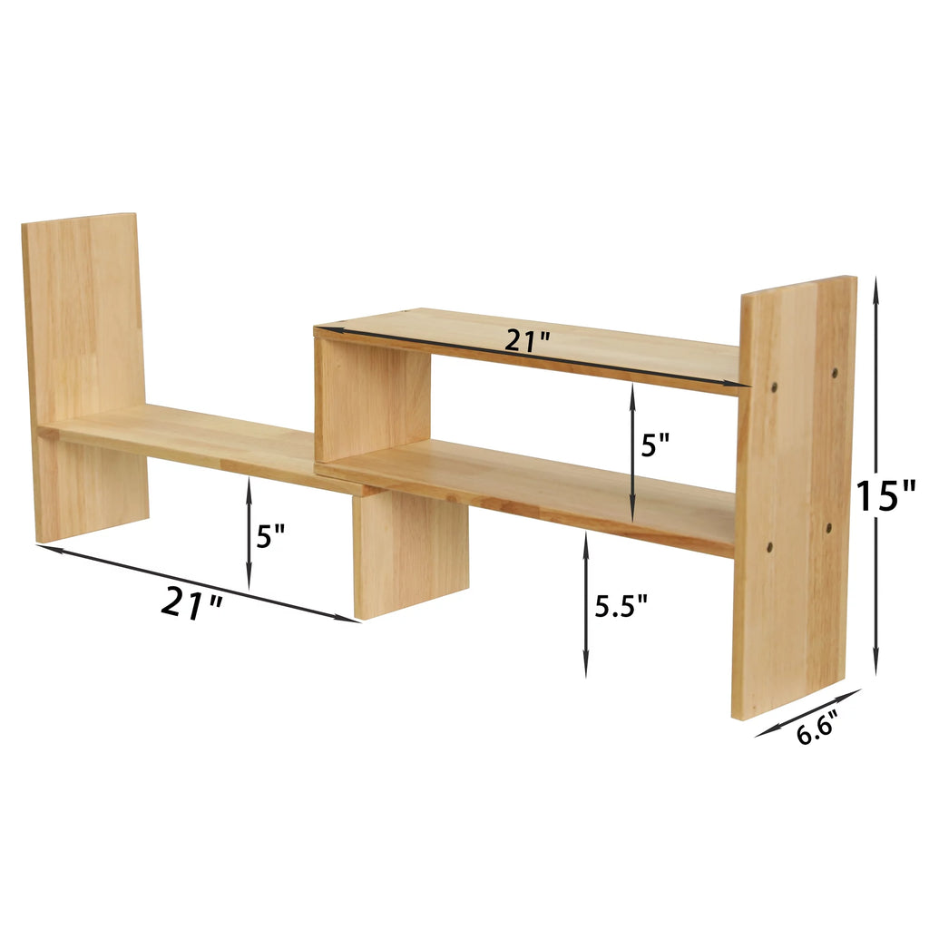 Adjustable Rubber Wood Desktop Shelf N893