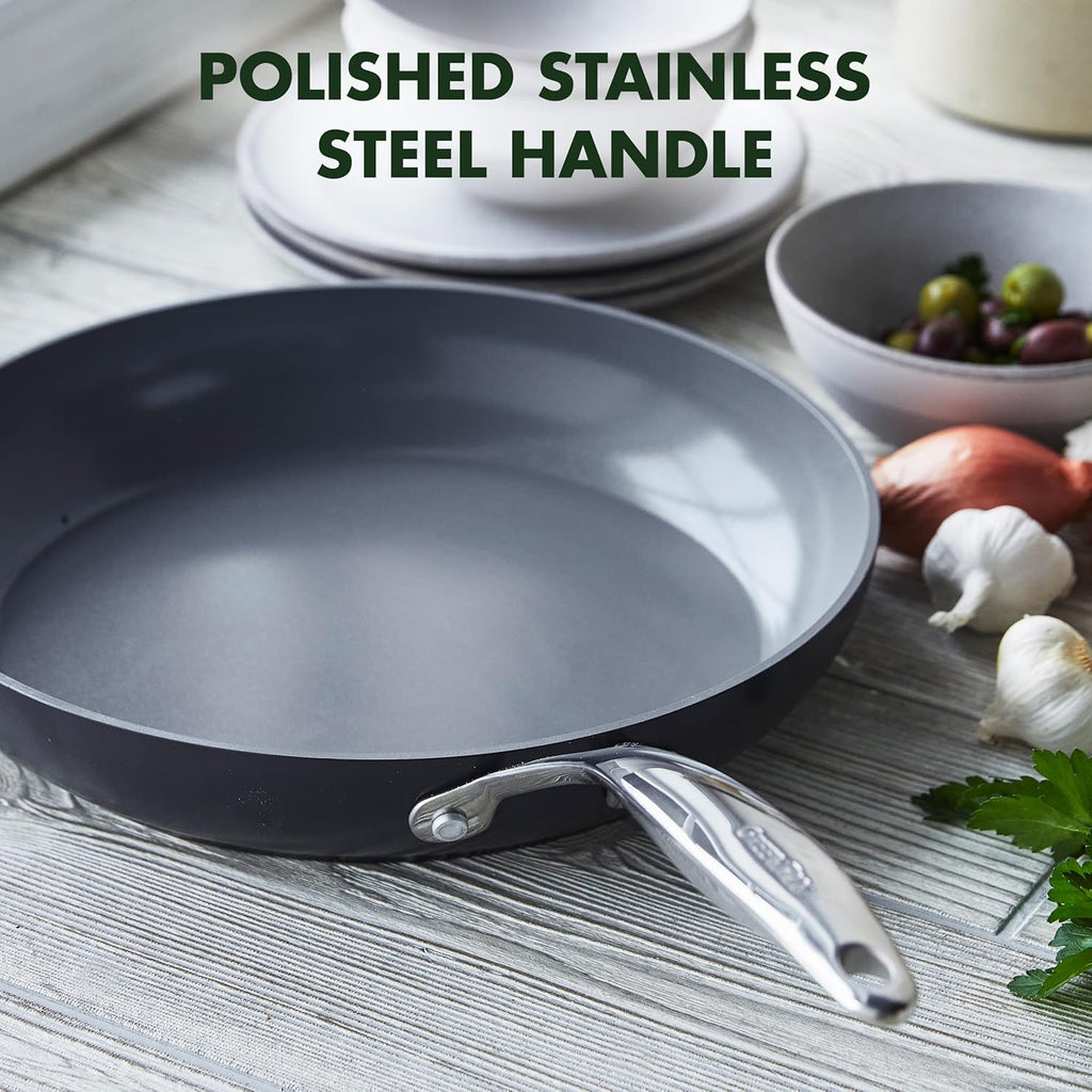 Gray Hard Anodized Ceramic Nonstick 10" Frying Pan with Lid A180