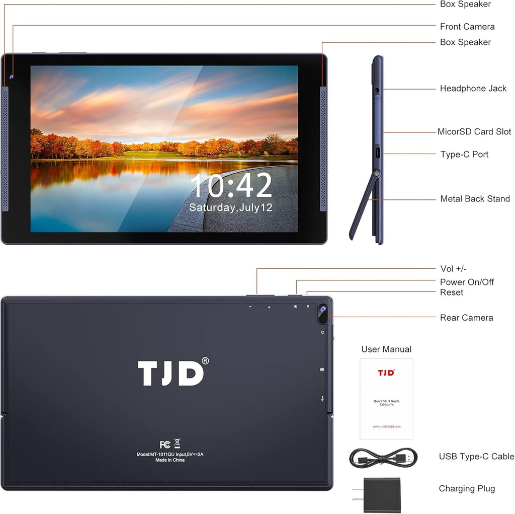 Black 10 Inch Tablet with Stand and Case, Pack of 2 I94479
