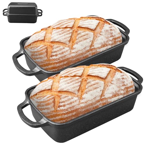 2 in 1 Cast Iron Bread Pan with Lid 9×5 Inch P36855
