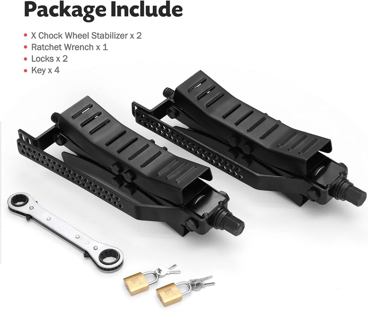 RV Camper Wheel Chock Stabilizer Scissor, 2 Pack Tire Wheel X Chock Y7596
