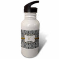 White Animal Print Gold Frame Monogram Letter C 21 oz Sports Water Bottle C990324