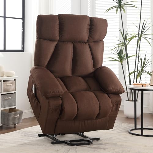 Oversized Blue Fabric Electric Power Lift Recliner Chair with Massage and Heat D199