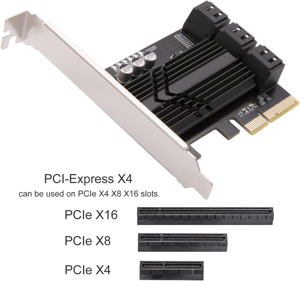 6 Port PCIe x4 SATA 3.0 Expansion Card with 6 SATA Cables R526