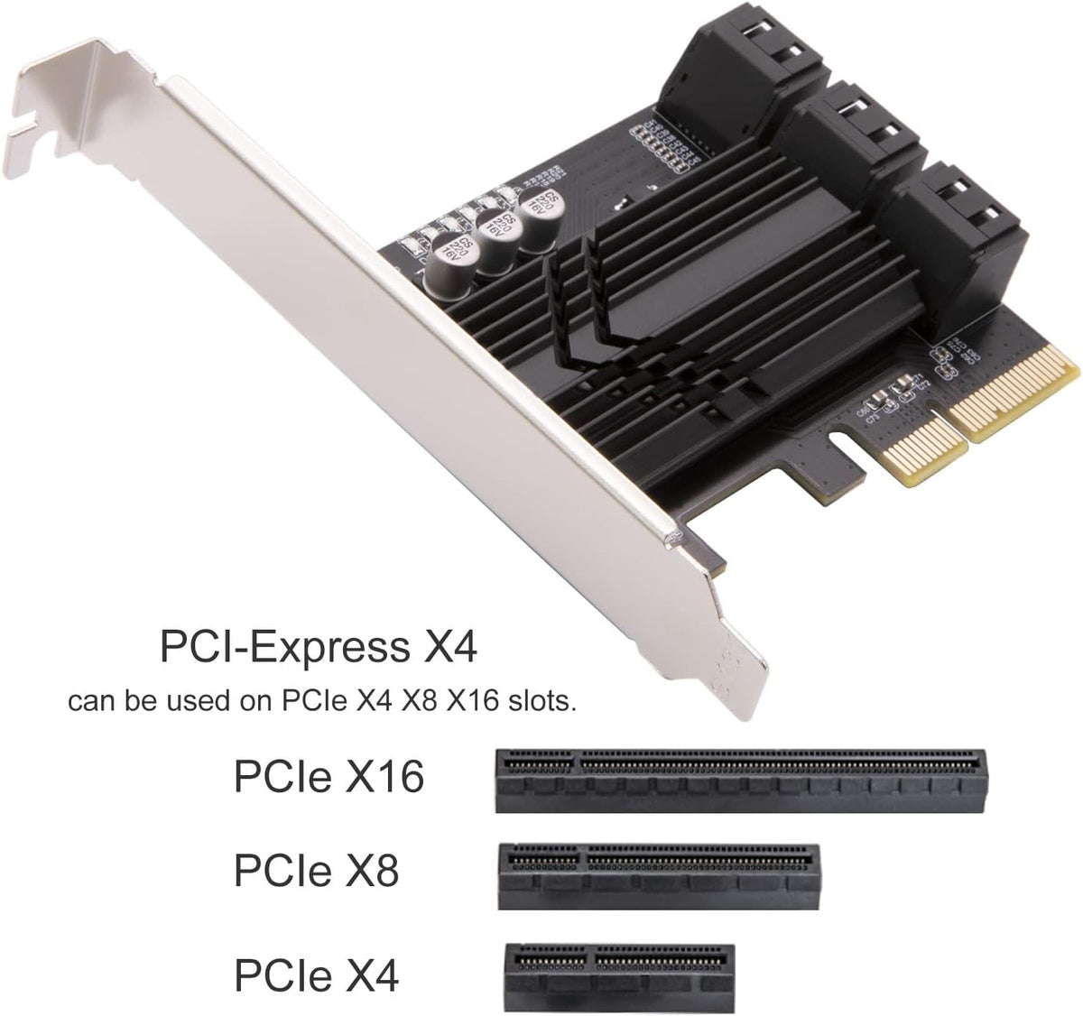 6 Port PCIe x4 SATA 3.0 Expansion Card with 6 SATA Cables R526