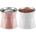 2 Pcs Elevated Stainless Steel Bowls with Adjustable Raised Stand O281